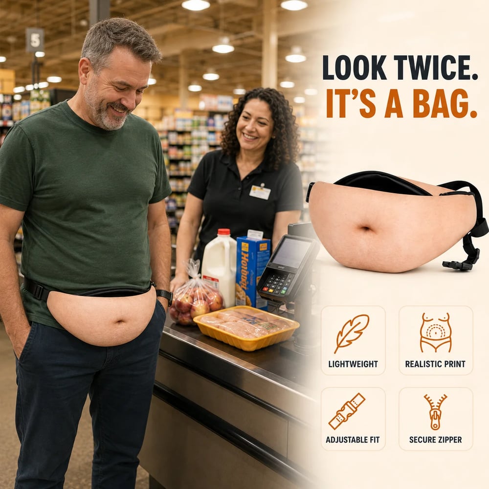 🎒Ultra-Realistic Beer Belly Fanny Pack - Funny Dad Bod Waist Bag😂