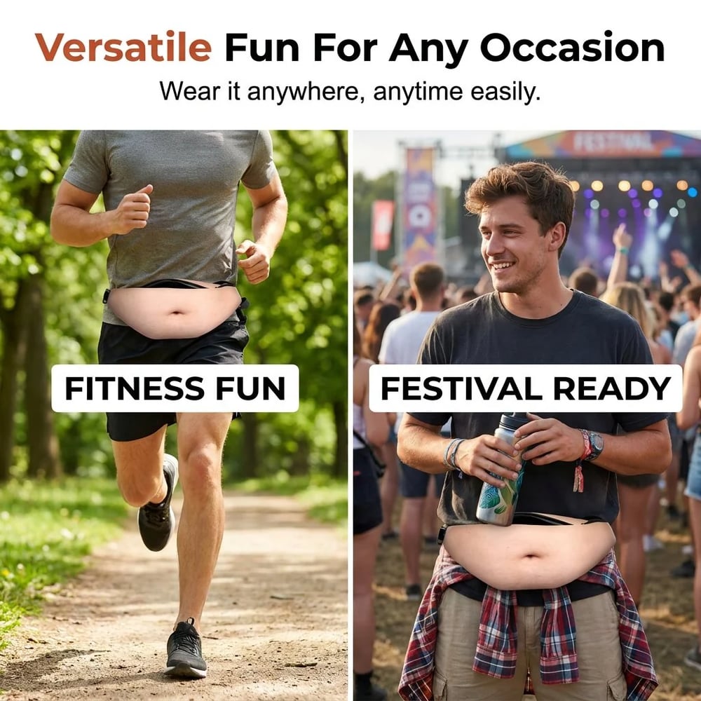 🎒Ultra-Realistic Beer Belly Fanny Pack - Funny Dad Bod Waist Bag😂