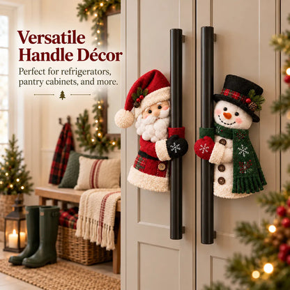 Santa & Snowman Christmas Handle Huggers Set  Festive Holiday Decor for Fridge & Cabinet Handles