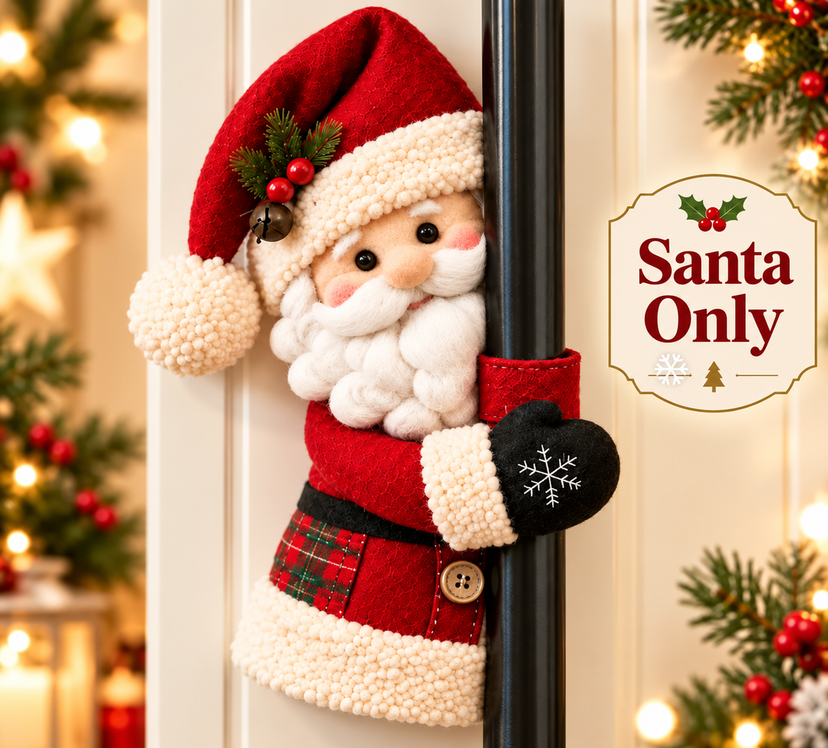Santa & Snowman Christmas Handle Huggers Set  Festive Holiday Decor for Fridge & Cabinet Handles